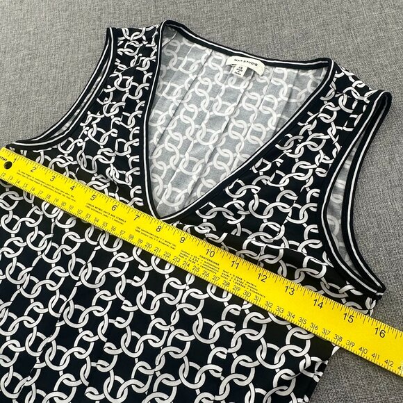 Max Studio Sleeveless A-Line Dress XS Black White V-Neckline Chain Link‎ Pattern - Picture 7 of 10